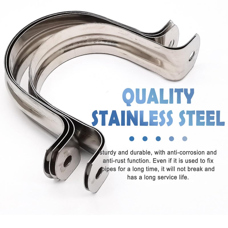 Nge 3inch Rigid Pipe Strap Clamp, Two Hole Strap,U Bracket Tube Clip, Stainless Steel Heavy Duty Pipe Fasten Holder, For The Inner Diameter of Water Pipe is 3 Inche,10PCS - Image 3